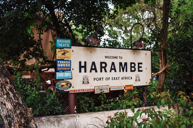 Harambe Market, Disney's Animal Kingdom Welcome to Harambe sign